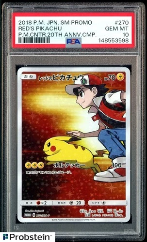 2018 Pokemon Japanese Promo Pokemon Center 20th Anniversary Red's Pikachu PSA 10