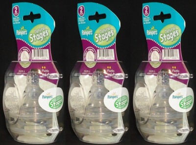 3 Pks Pampers Natural Stages 2Pk Silicone Nipples Medium Flow Stage 2 Infant 3m+