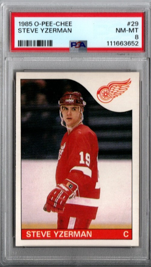 1985 O-PEE-CHEE OPC #29 STEVE YZERMAN RED WINGS PSA NM-MT 8
