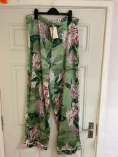 New River Island Lounge Loft Floral Satin Wide Leg Pyjama Pants - Size L BNWT