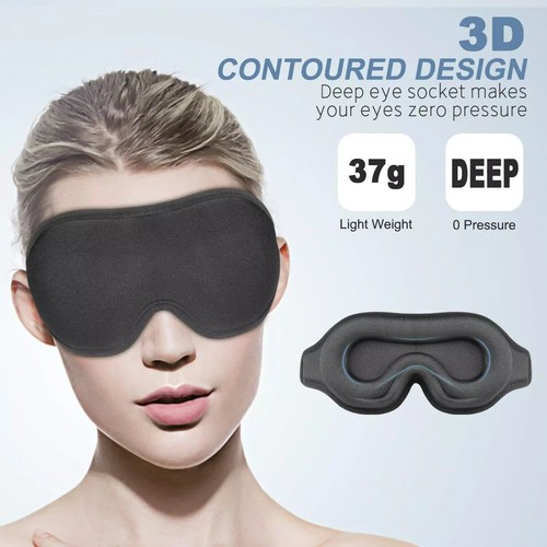 3D Travel Silk Eye Mask Sleeping Soft Padded Shade Cover Rest Relax Blindfold - Picture 8 of 12