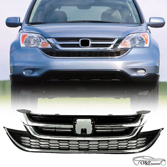 For 2010 2011 Honda CRV CRV Chrome Front Bumper Upper Grille and Lower Grill eBay