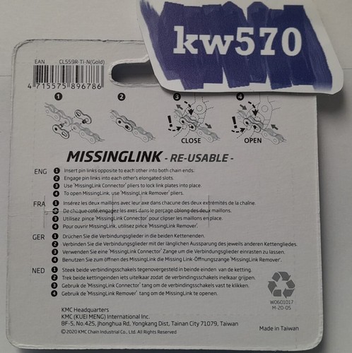 KMC - 2 Falsa maglia / Missing Link Wieder Verwendbar Ti-N Gold Für Shimano für - Picture 2 of 2