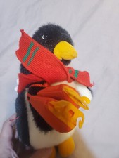 Vintage Plush Penguin Stuffed Animal 10" Applause with ski's and scarf 1986