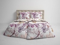 Heckett & Lane Satin BettwäSche 155X220 Brigitte Floral Pink Wende BläTter Ranke