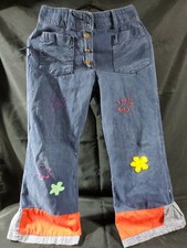Vintage Blue Bell Bottoms with flowers 1960s