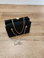 Vintage 50s AFTER 5 EVENING Framed Mini HAND BAG Kiss Lock Satin Box Coin Purse