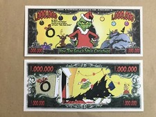 2 The Grinch Stole Christmas $1million bills Doubleside Novelty BanknotesFREEP&P