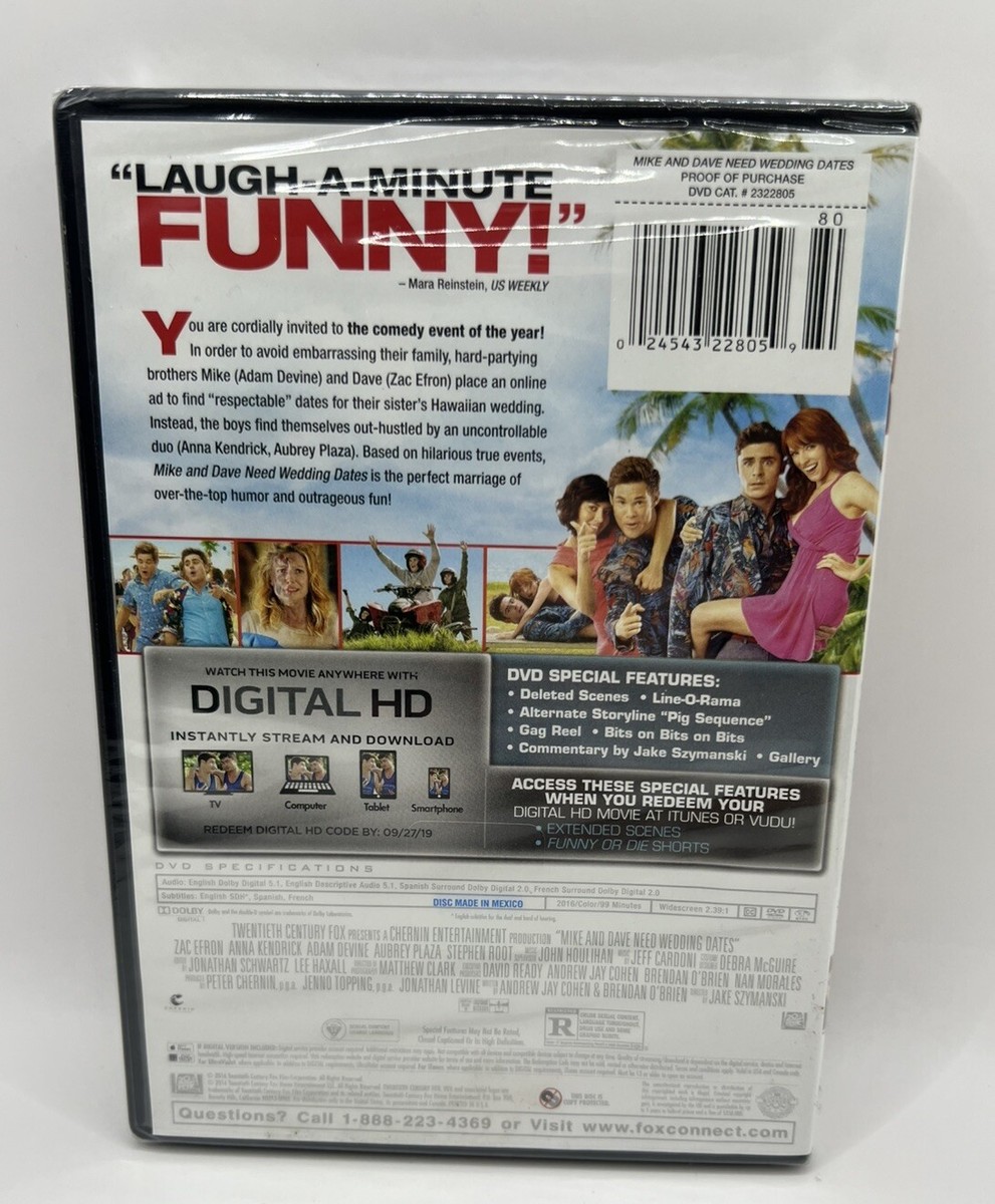 Mike and Dave Need Wedding Dates (DVD, 2016) New Sealed Mike and Dave Need Wedding Dates (DVD, 2016) New Sealed