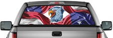 CALCOMANÍA DE VINILO PARA VENTANA TRASERA PERFORADA BANDERA AMERICAN EAGLE PARA CAMIÓN HECHA EN EE. UU.