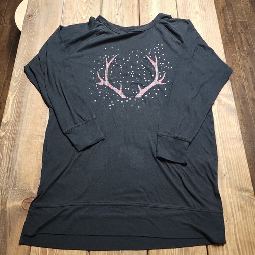 Victoria Secret Pyjama-Shirt schwarz Winter Schnee kariert Geweih Damengröße Small - Bild 6 von 14