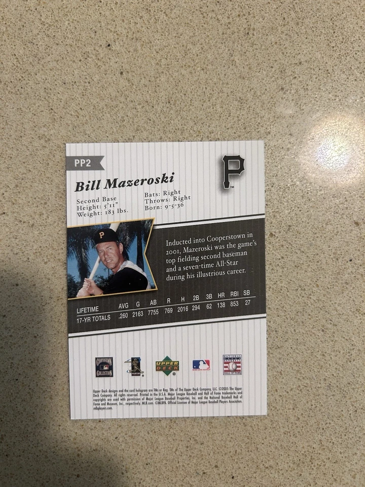 Pittsburgh Pirates AUTOGRAPHED 2005 Upper Deck Classics Bill Mazeroski- Silver  - Image 2 of 2