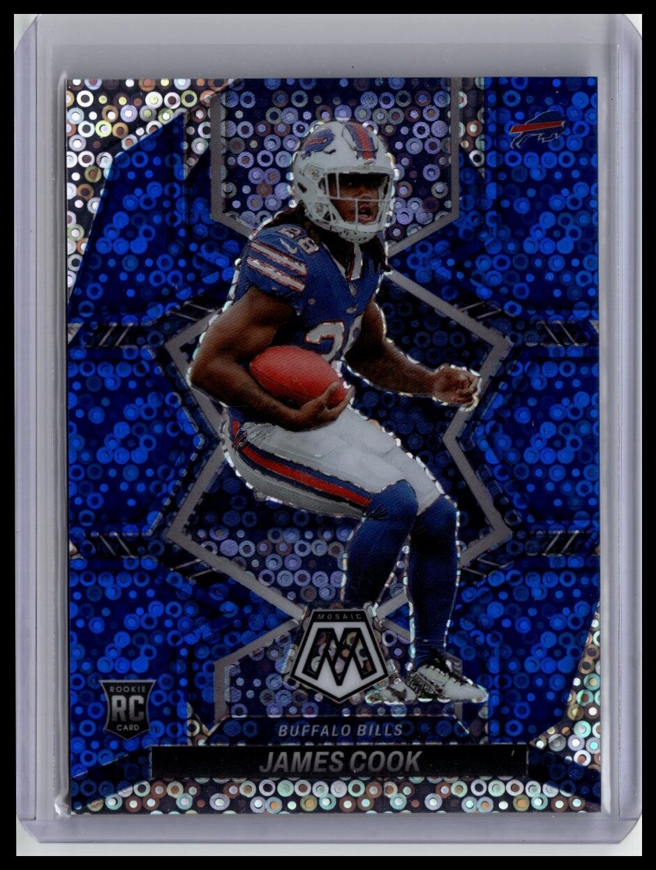 2022 Mosaic #309 James Cook Mosaic No Huddle Blue 52/75 Rookie RC-77