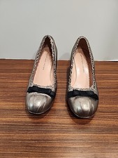 Marc By Marc Jacobs Womens Metallic Leather Black Bow Heel Pumps 9.5 US 40 EU