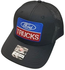 Ford Trucks Patch on  Richardson 112 Trucker Hat Snapback Black/Black 