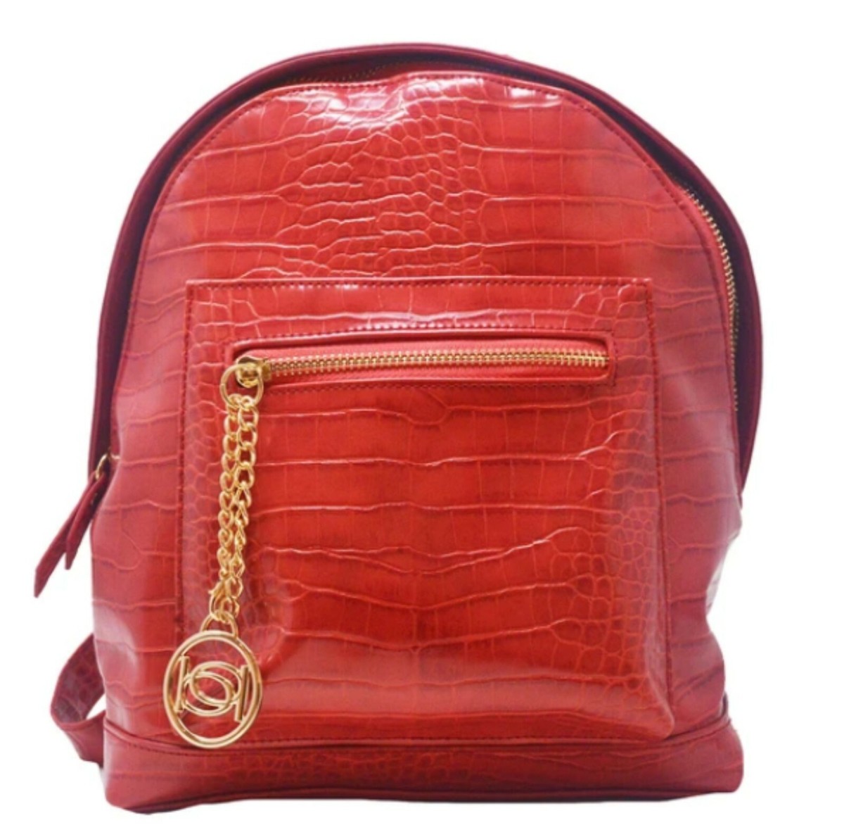 Tory Burch crocodile embossed mini backpack liberty red Mini Lee Radziwill Croc-Embossed Top-Handle Bag, Red Sky  main image 4
