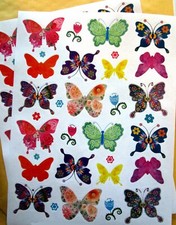 NEW Colorful Floral Butterfly Stickers 64 Acid Free Stickers Scrapbooking Cards