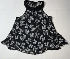 Preowned- H&M Jabot Collar Sleeveless Blouse Womens (Size 4)