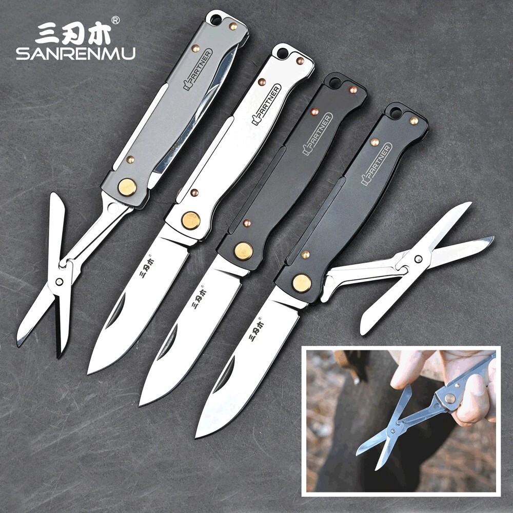 Multi-tool Folding Knife with Scissors for Hunting Camping Survival Tactical 12C27 Steel