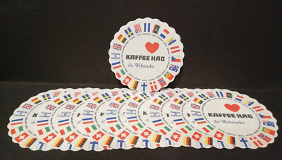 10x Drip Catcher Coasters Paper with Flags - Coffee HAG - The World Brand