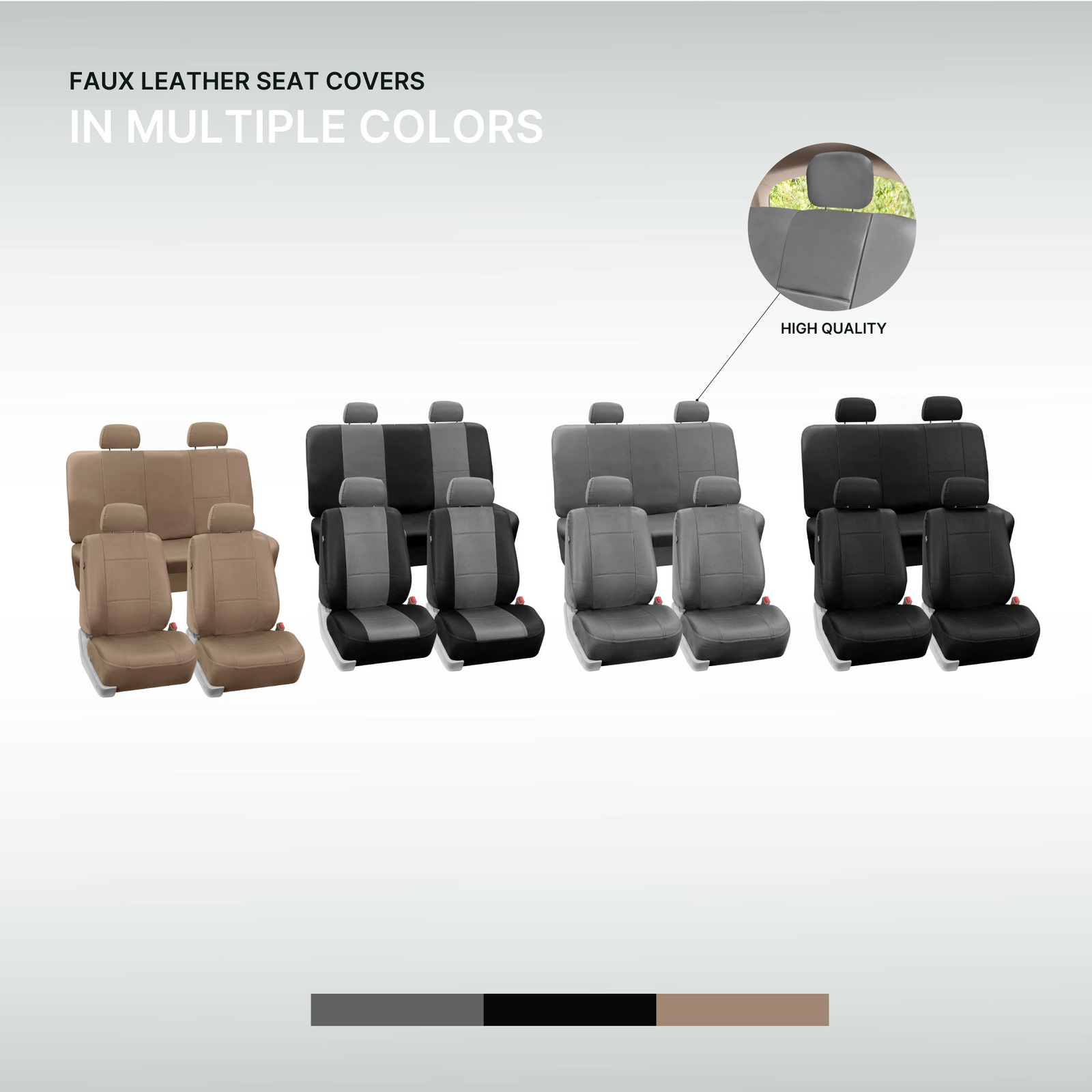 Universal PU Leather Seat Covers For Car Truck SUV Van - Full Set