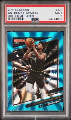 2021 Donruss Holo Teal Laser #175 Anthony Edwards PSA 9 (pop2, 4