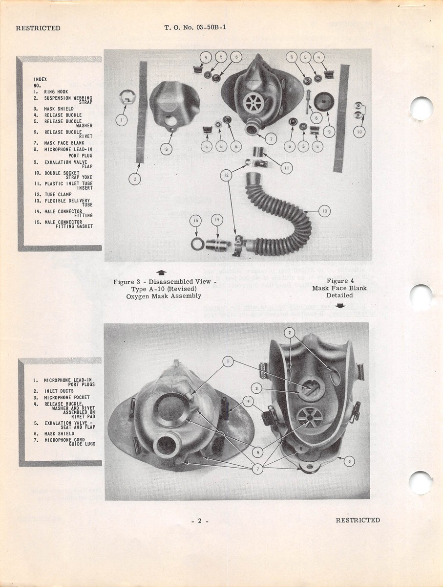 1943 Type A-10 Revised Oxygen Mask Inst's World War II Book Flight