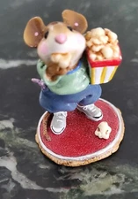 Wee Forest Folk M-288 Mousie's Matinee Popcorn Movie Mouse yellow shirt pink sho