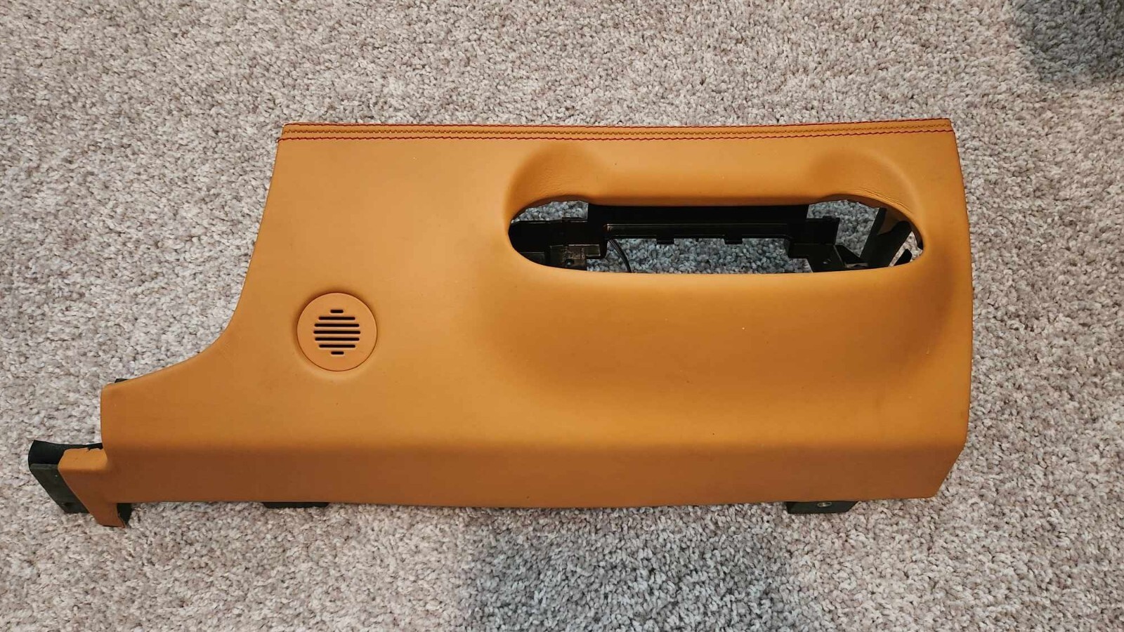 Ferrari 488, Center Lower Dash Panel, Beige w/ Red Stitch, Used