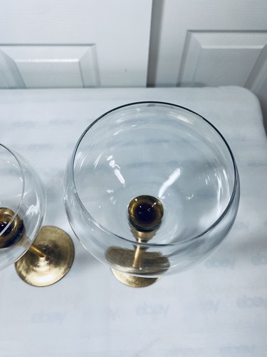 Trio of Gold Stemmed Wine Goblet Vases for Candles-Potpourri Decor 14" 12" 10" - Picture 10 of 17