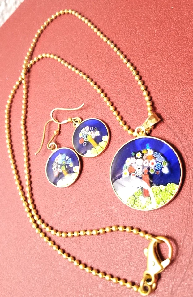 Collana Ciondolo Orecchini MURRINA di MURANO Argento Sterling 925 Venetian Glass - Immagine 4 di 4