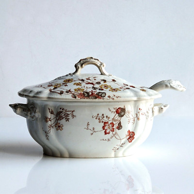 1890s Soup Tureen Lid Spoon Anthony Shaw & Son England Good Antique Condition 