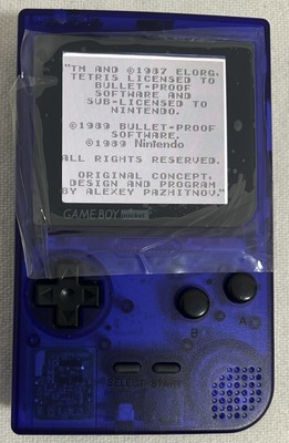 Nintendo Game Boy Pocket Transparent Blau mit IPS-Display Neues Gehäuse!