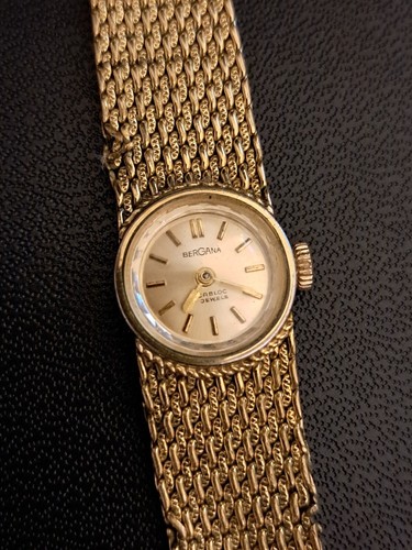 BERGANA , elegante antike Damen Uhr **HANDAUFZUG***LÄUFT**Gold Plated - Bild 6 von 9