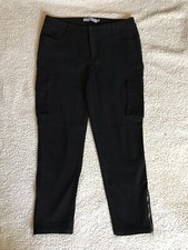 Just Fab Women's Cargo Pants Size 29 Black Solid Zip Up Bottoms 6 Pockets