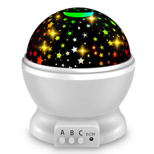 DREHENDER LED LICHT PROJEKTOR KINDER BABY STIMMUNGSLAMPE NACHT WEIHNACHTEN STERN MOND HIMMEL