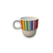 RARE Novogratz ceramic stackable 12oz mug rainbow print