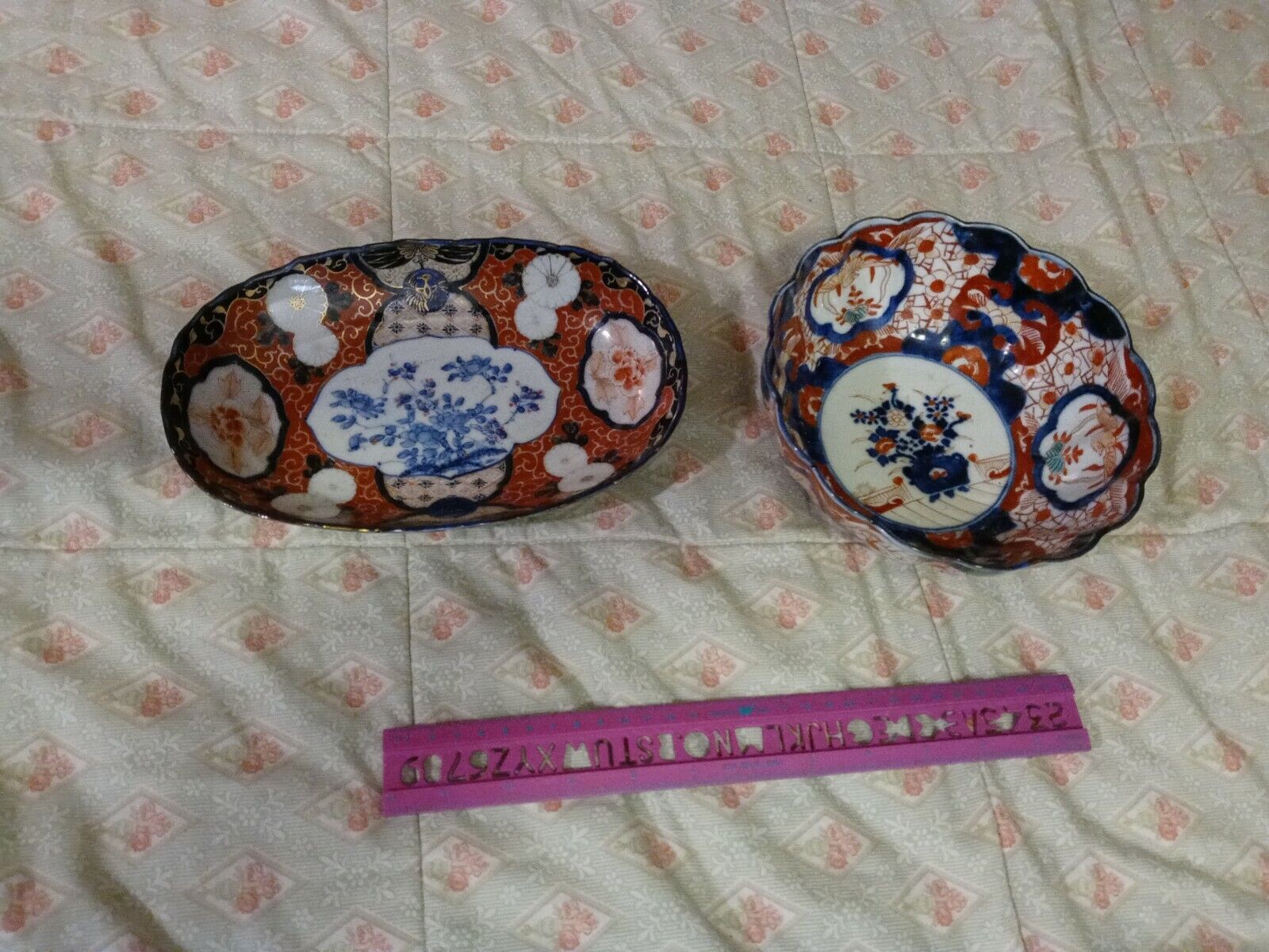 Antique Seattle Mall c1865 Japanese Imari Porcelain Bowls 9 4” 4