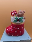 Vintage PartyLite - Stocking Gift Box - Teddy Bear Trinket Box Tea Light Holder