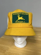 Vintage John Deere Yellow Snapback Bucket Mesh Patch Hat USA EFFINGHAM IL