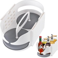 Lazy Susan Turntable 360 Degrees Fridge Cabinet Pantry Stackable Handle Organize