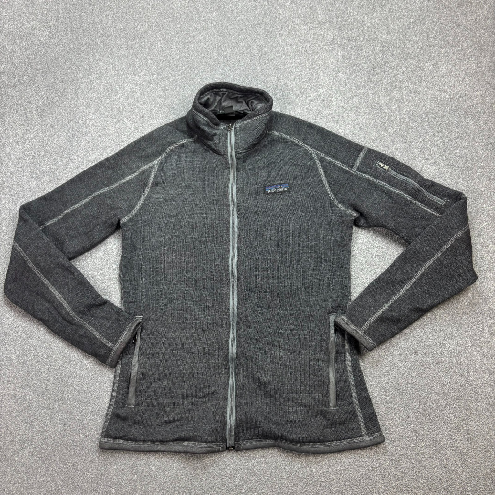 Suéter Patagonia Polar Mujer Pequeño Gris Mejor Cremallera Completa Exterior Jersey Dama