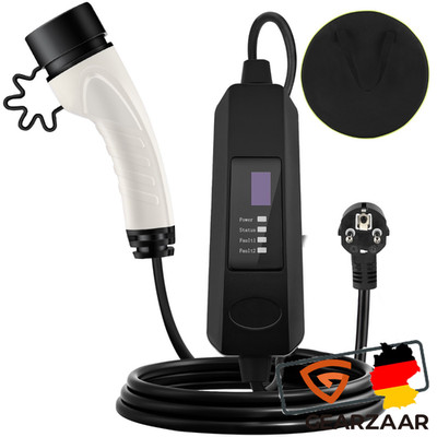 Typ2 EV Ladekabel für Renault Zoe Schuko 8/10/13/16A 5m；5 Meter Schwarz 3,7 KW