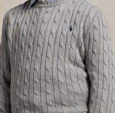 NWT, Boys Polo Ralph Lauren Gray Cable Knitted Sweater. Size 6. Eu 116