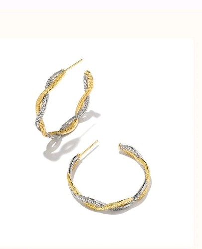 Kendra Scott Hayden Mixed Medal Hoop Earrings Gold Silver NWT $70 - Picture 4 of 4