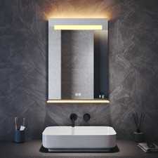 Badspiegel mit LED Ablage Touch/Wandschalter Anti-Beschlag Steckdose Wandspiegel