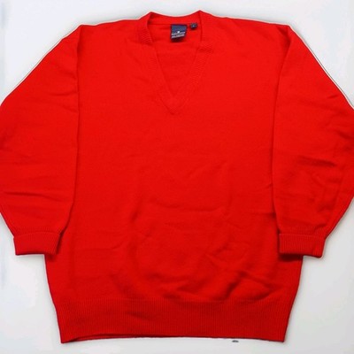 NWOT Vintage Nordstrom 100% Lambswool Sweater Size L Red V Neck Pullover Jumper