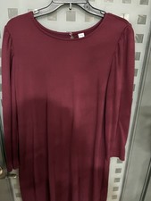 Old Navy Burgundy Ladies 3/4 Sleeve Shift Dress - Size L