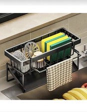 Kitchen Sink Organizer Rack Sponge Holder Soap Dish Stainless Steel Drain Caddy