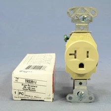 P&S Ivory Tamper Resistant Commercial Single Receptacle Outlet 20A 125V TR5351-I
